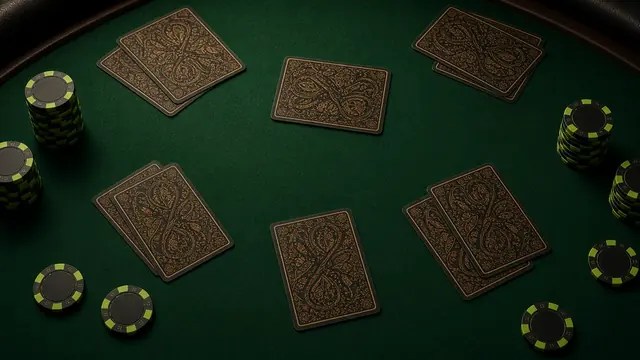 Two card piles on a LakhBet Andar Bahar card.
