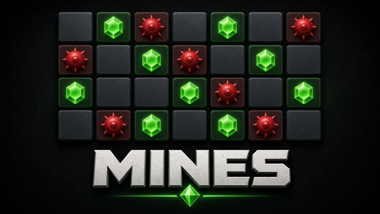 The Mines logo on a LakhBet card.