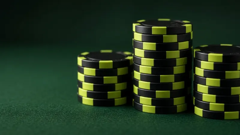 Black and lime casino chips sits beside the LakhBet notes on Andar Bahar.