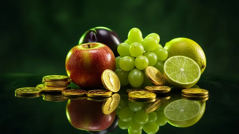 Fruit and coins sit on the LakhBet bonus guide.