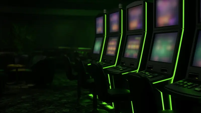 A dark row of slot cabinets sits beside the LakhBet notes on Gates of Olympus.