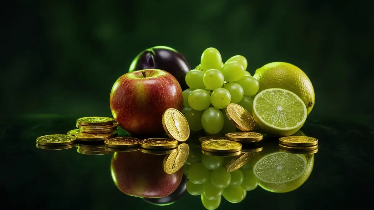 Fruit and coins on black glass opens the LakhBet Sweet Bonanza page.