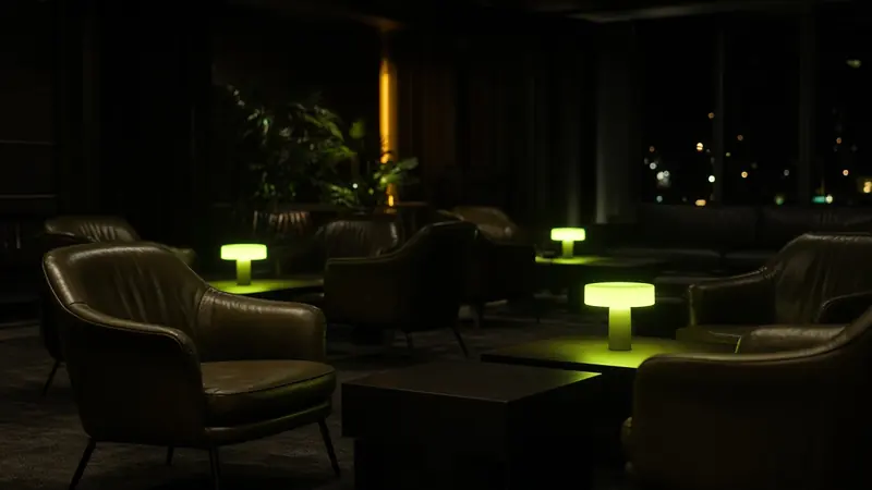 A quiet lounge with low lamps sits beside the LakhBet notes on Teen Patti.